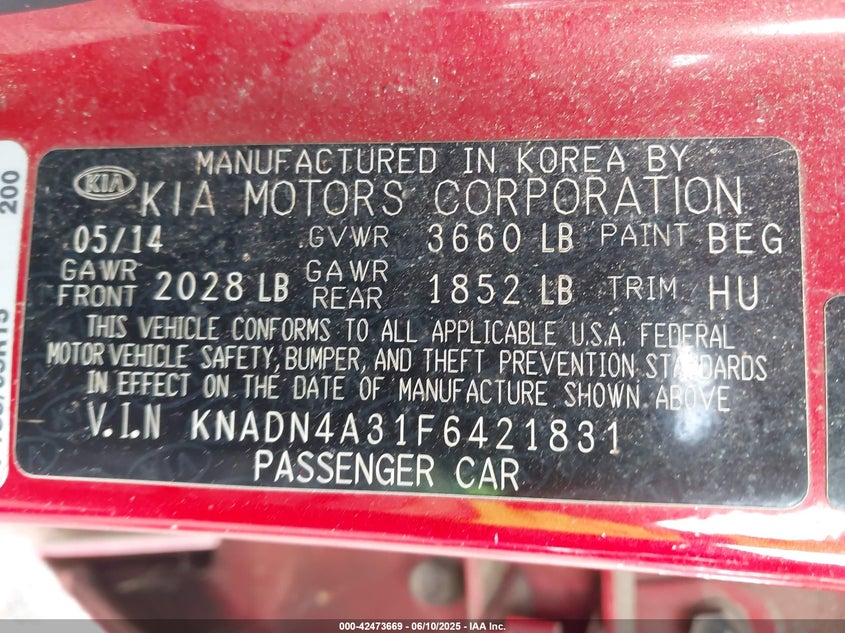 2015 KIA RIO EX - KNADN4A31F6421831