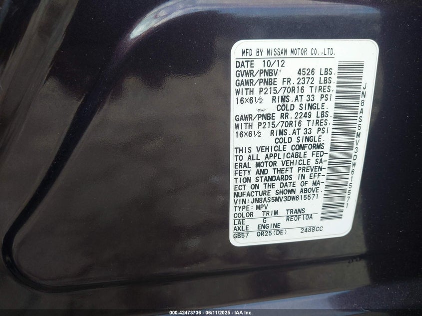 2013 NISSAN ROGUE S - JN8AS5MV3DW615571