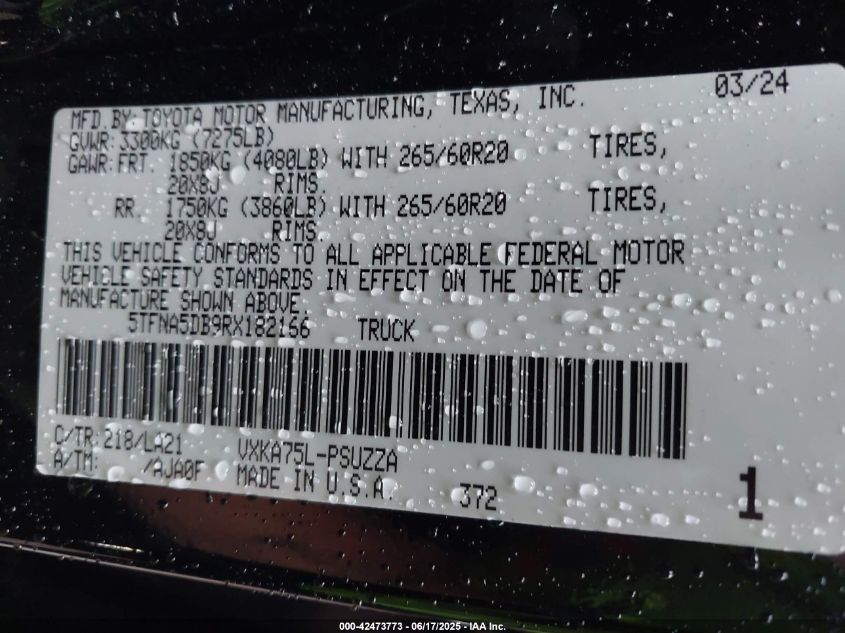 2024 Toyota Tundra - 5TFNA5DB9RX182166