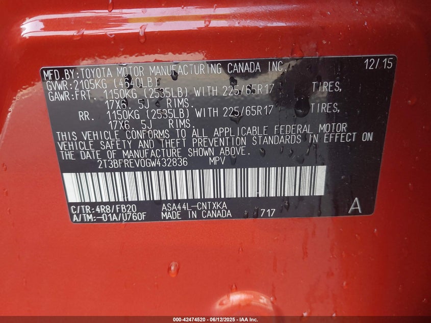 2016 TOYOTA RAV4 LE - 2T3BFREV0GW432836