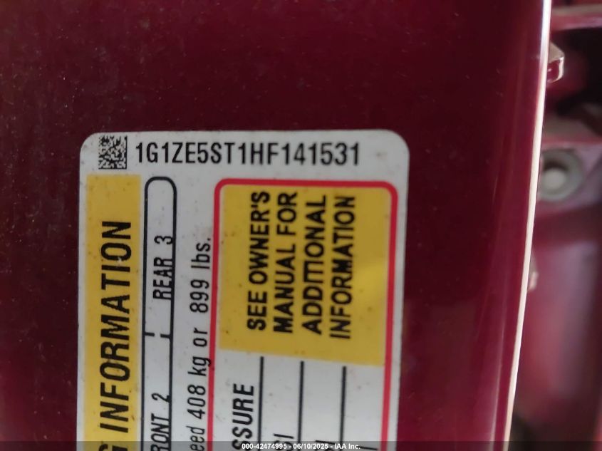 2017 Chevrolet Malibu 1Lt VIN: 1G1ZE5ST1HF141531 Lot: 43033535