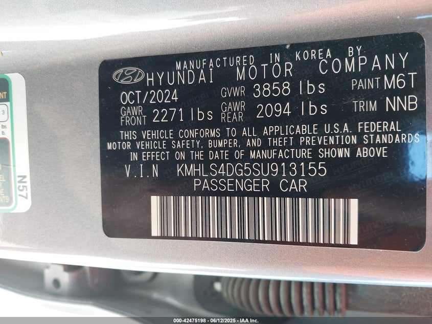VIN KMHLS4DG5SU913155 2025 HYUNDAI ELANTRA SEL CONVENIENCE
