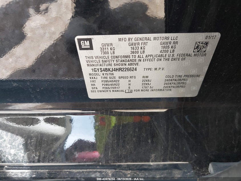 2017 CADILLAC ESCALADE LUXURY - 1GYS4BKJ4HR226624