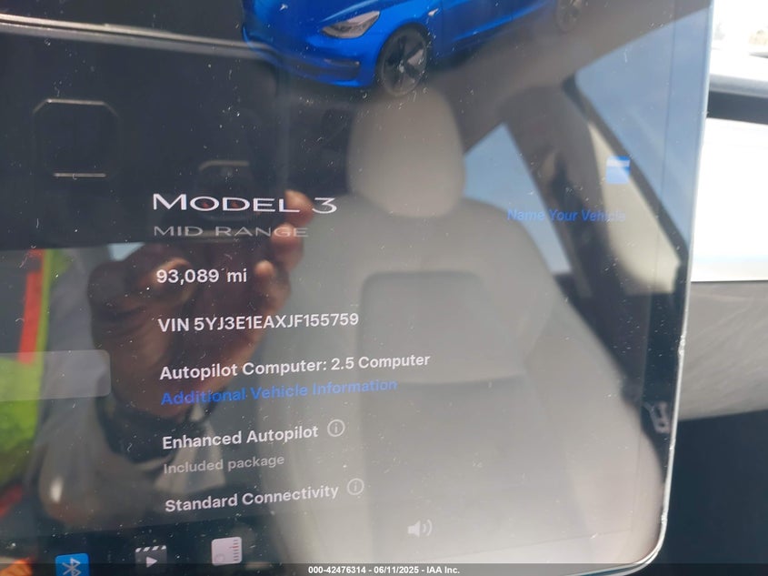 2018 TESLA MODEL 3 VIN: 5YJ3E1EAXJF155759