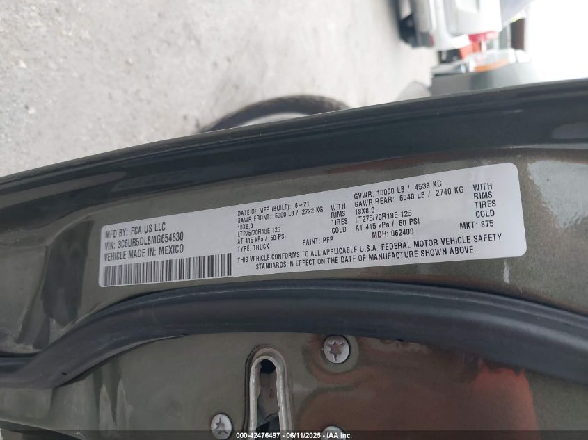 2021 Ram 2500 - 3C6UR5DL8MG654830