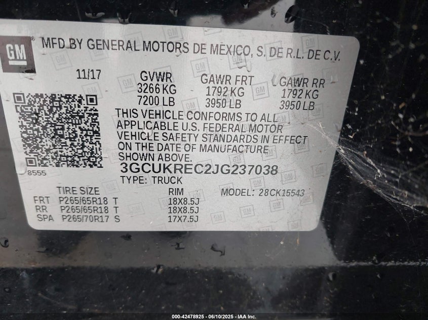 2018 CHEVROLET SILVERADO 1500 2LT - 3GCUKREC2JG237038