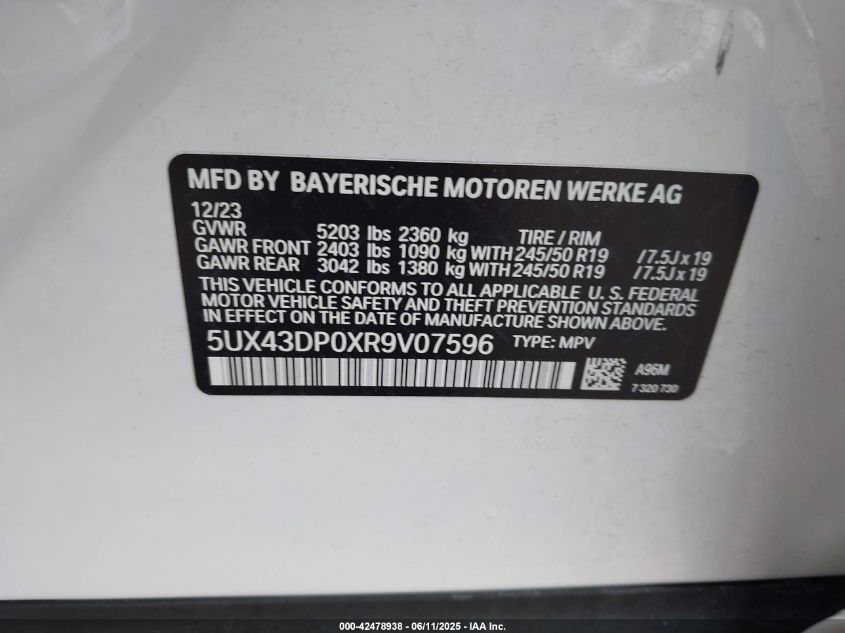 2024 BMW X3 - 5UX43DP0XR9V07596