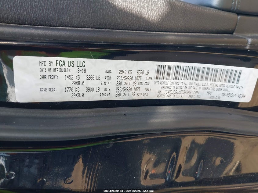 2019 DODGE DURANGO GT PLUS AWD - 1C4RDJDG1KC536000