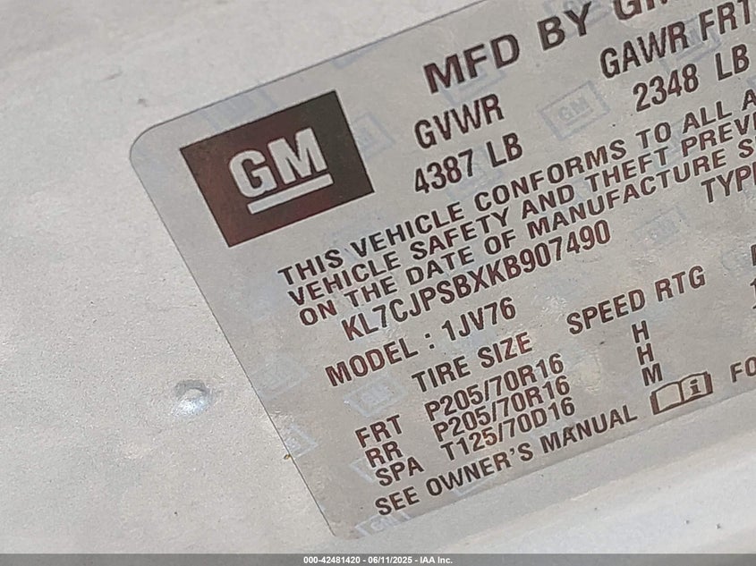 2019 CHEVROLET TRAX LT - KL7CJPSBXKB907490