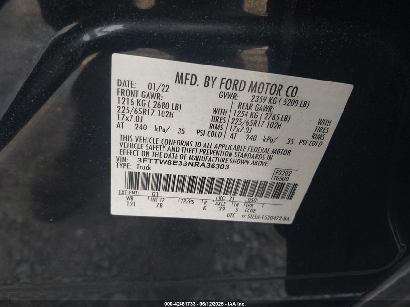 3FTTW8E33NRA36303 2022 FORD MAVERICK photo no. 9