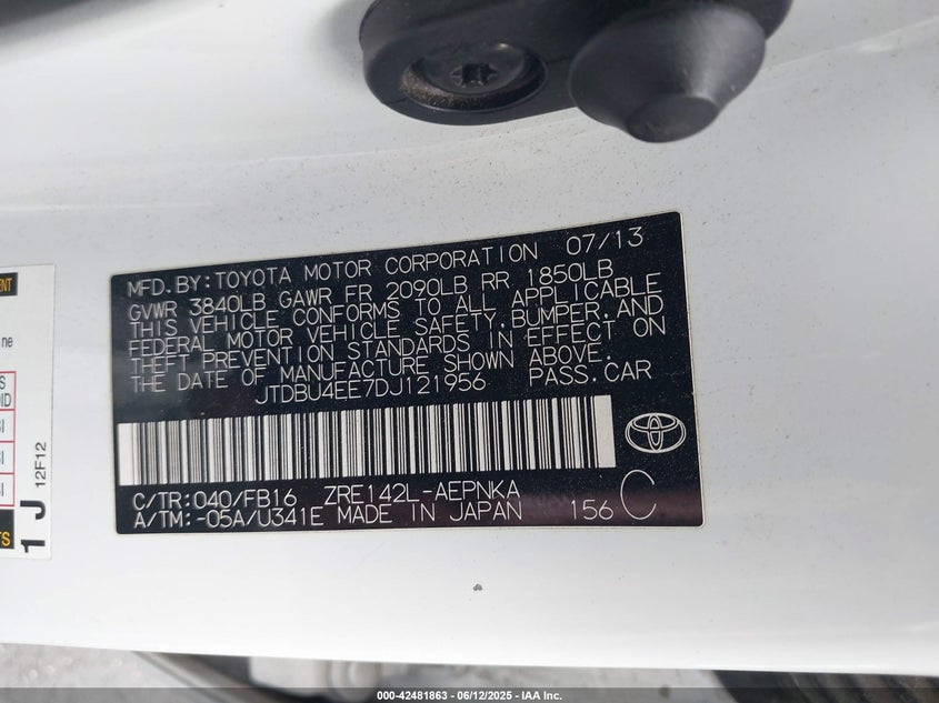 2013 TOYOTA COROLLA LE - JTDBU4EE7DJ121956