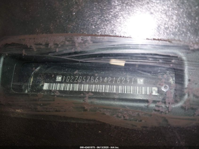 2009 Pontiac G6 VIN: 1G2ZG57B694216291 Lot: 42481975