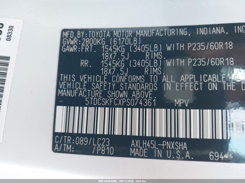 2023 TOYOTA SIENNA 25TH ANNIVERSARY EDITION - 5TDCSKFCXPS074361