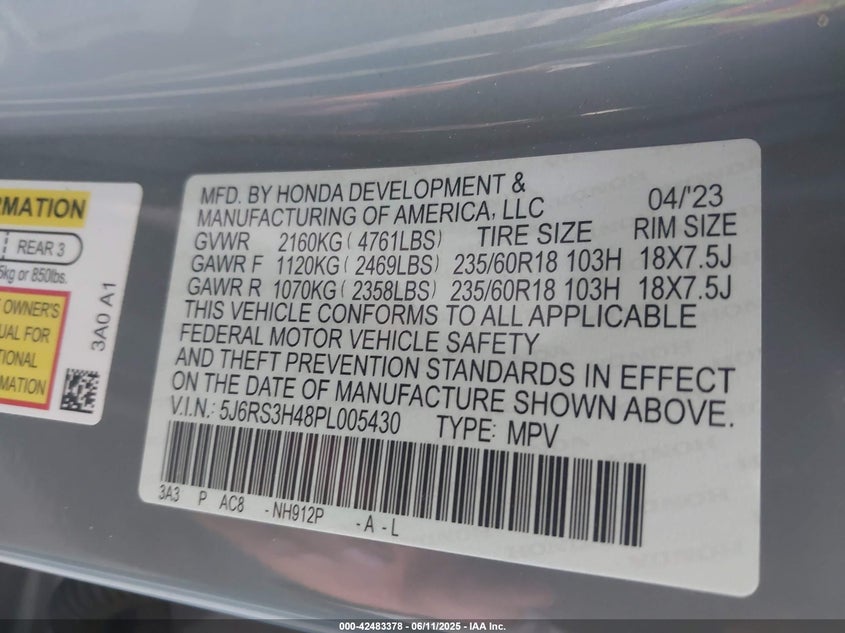 2023 HONDA CR-V EX 2WD - 5J6RS3H48PL005430