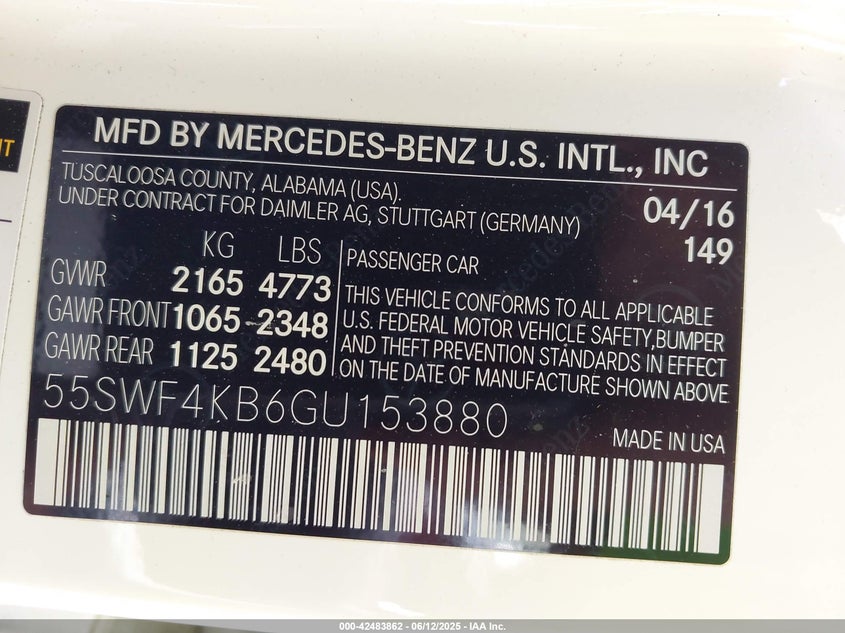 2016 MERCEDES-BENZ C 300 4MATIC/LUXURY 4MATIC/SPORT 4MATIC - 55SWF4KB6GU153880