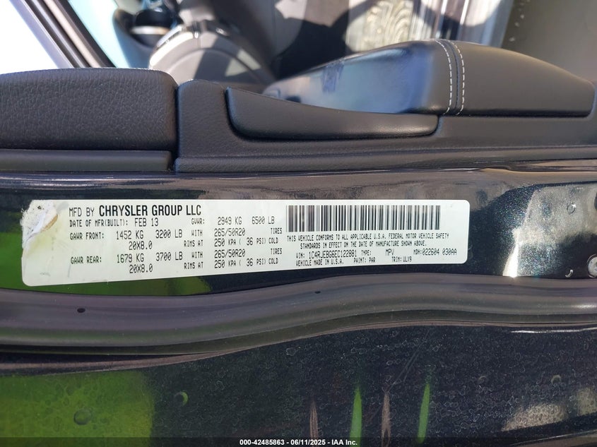 2014 JEEP GRAND CHEROKEE VIN: 1C4RJEBG6EC122881