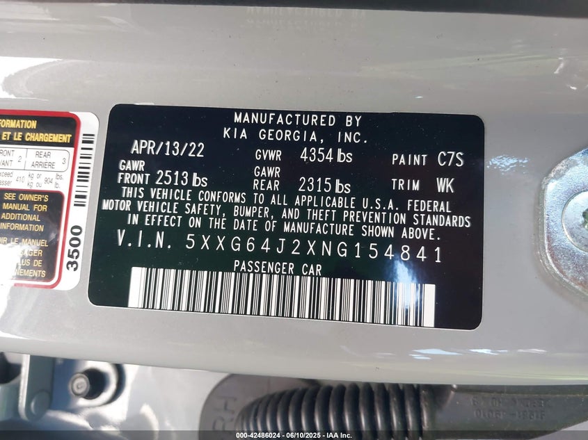 2022 KIA K5 GT-LINE - 5XXG64J2XNG154841