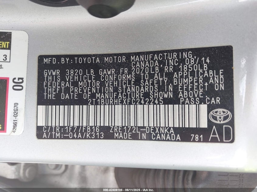 2015 TOYOTA COROLLA LE - 2T1BURHEXFC242245
