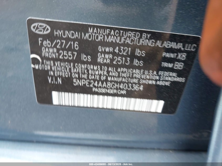 2016 HYUNDAI SONATA ECO - 5NPE24AA8GH403364