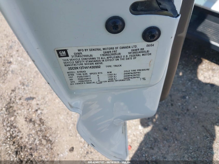 2004 Chevrolet Silverado 1500 Z71 VIN: 2GCEK13T441430992 Lot: 42487127