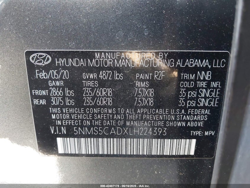 2020 HYUNDAI SANTA FE LIMITED - 5NMS5CADXLH224393