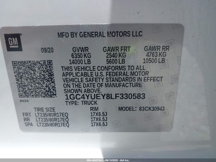 2020 Chevrolet Silverado 3500hd - 1GC4YUEY8LF330583