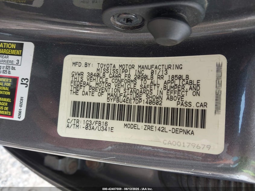 2013 TOYOTA COROLLA LE - 5YFBU4EE7DP140602