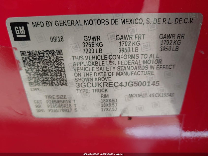 2018 CHEVROLET SILVERADO 1500 2LT - 3GCUKREC4JG500145