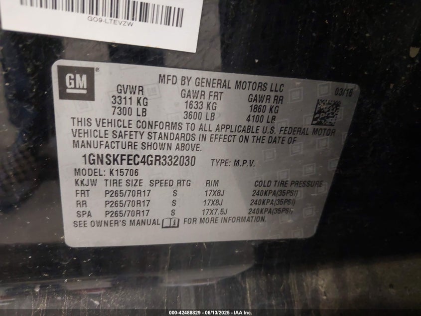 2016 CHEVROLET TAHOE COMMERCIAL FLEET 1GNSKFEC4GR332030