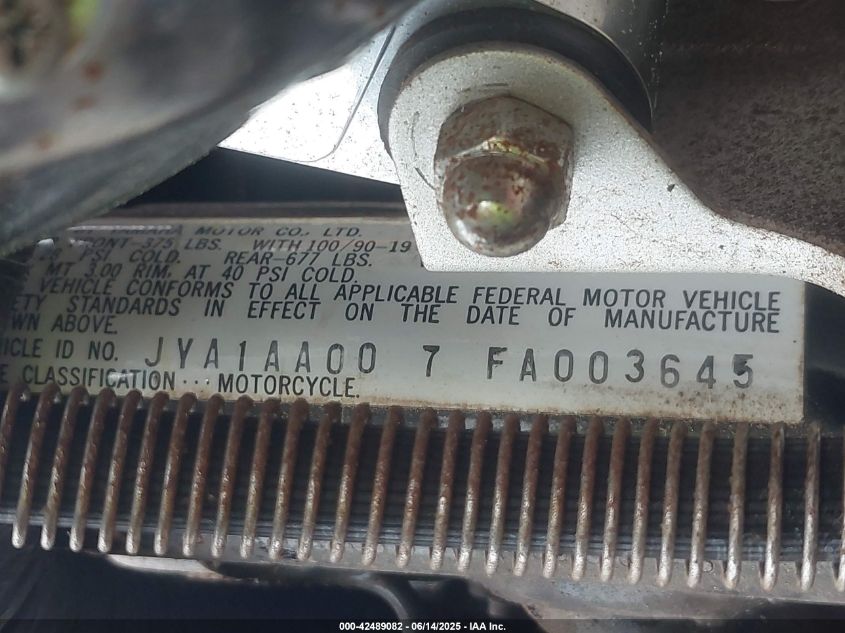 1985 Yamaha Xj700 X VIN: JYA1AA007FA003645 Lot: 42489082