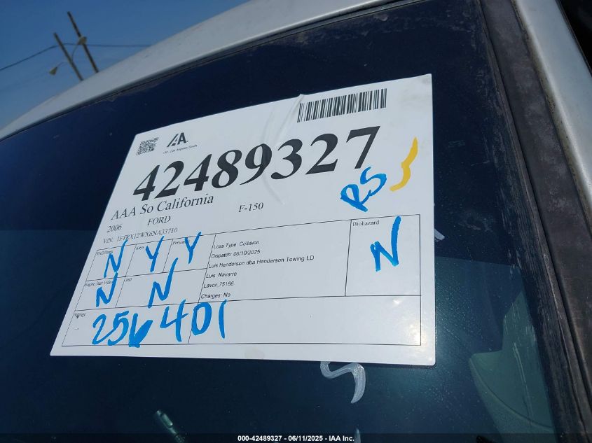 2006 Ford F-150 Stx/Xl/Xlt VIN: 1FTRX12WX6NA33710 Lot: 42489327