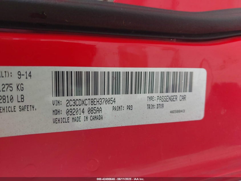 2014 Dodge Charger R/T VIN: 2C3CDXCT8EH370054 Lot: 42490646