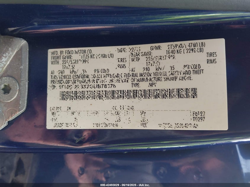 2016 FORD ESCAPE VIN: 1FMCU9GX2GUB78578