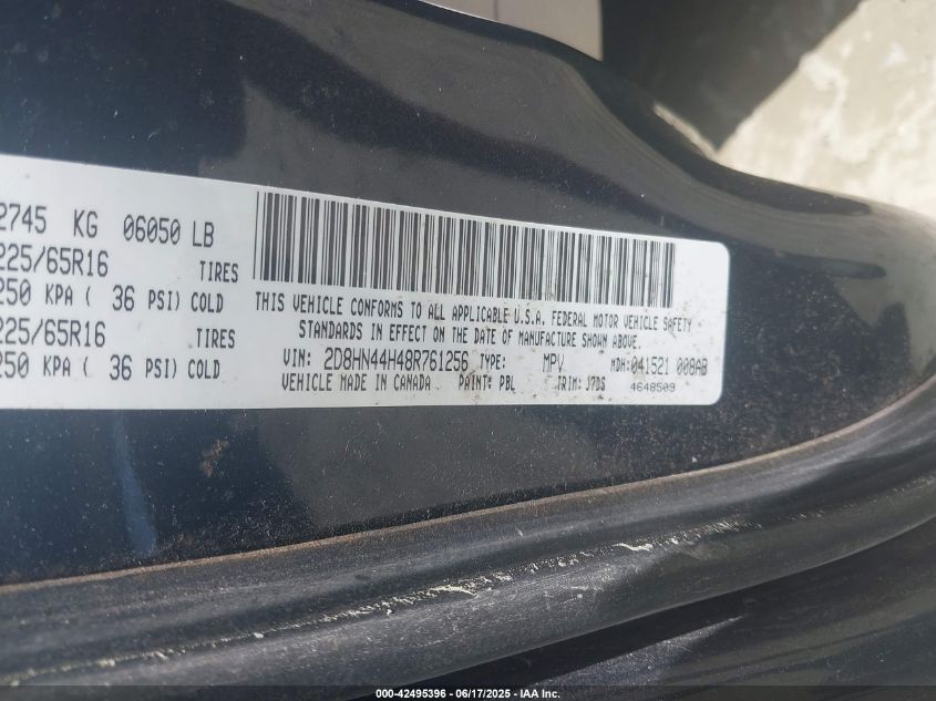 2008 Dodge Grand Caravan Se VIN: 2D8HN44H48R761256 Lot: 42495396