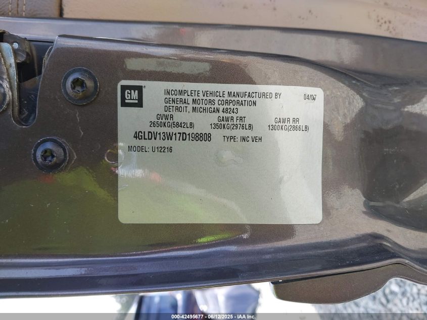 2007 Buick Terraza Cxl VIN: 4GLDV13W17D198808 Lot: 42495677