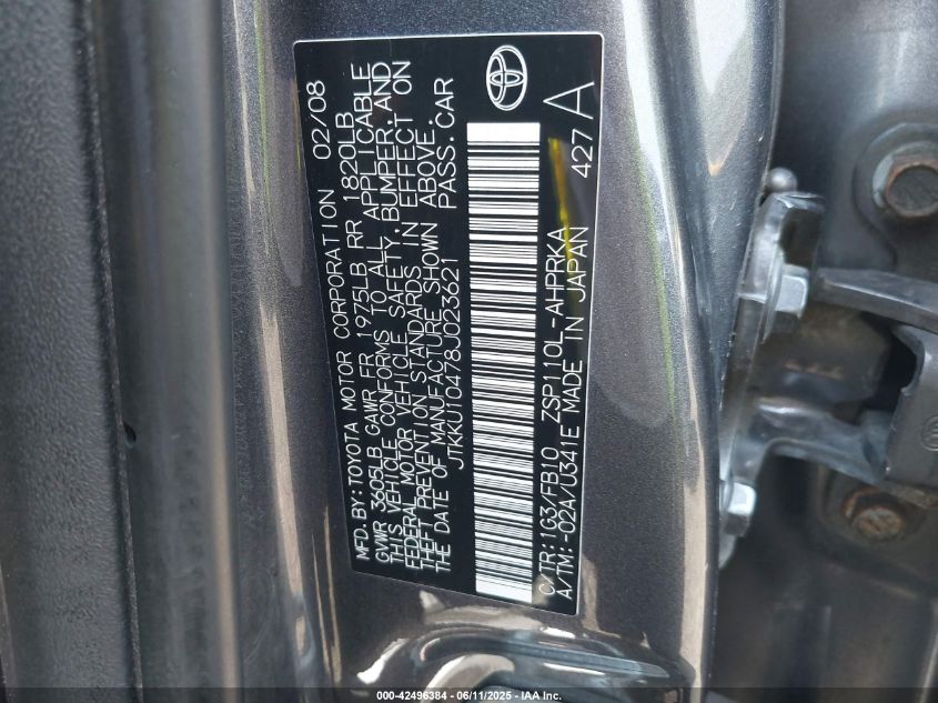 2008 Scion Xd VIN: JTKKU10478J023621 Lot: 42496384