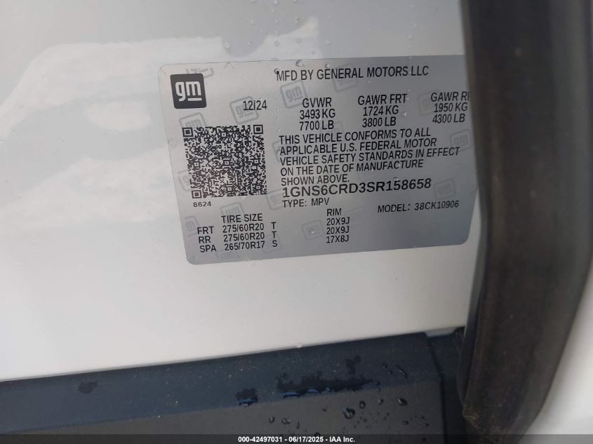 2025 Chevrolet Suburban - 1GNS6CRD3SR158658