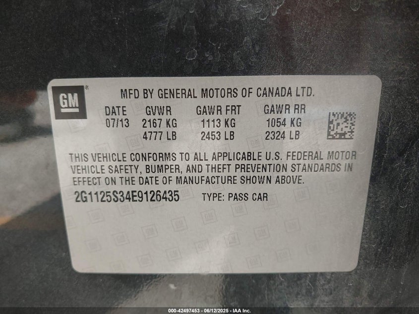2014 CHEVROLET IMPALA 2LT - 2G1125S34E9126435