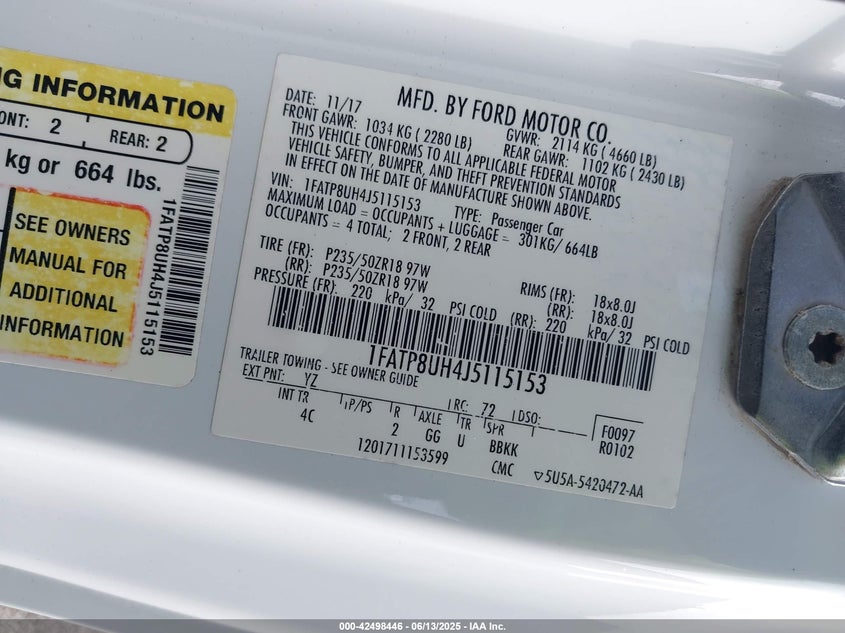 2018 FORD MUSTANG ECOBOOST PREMIUM - 1FATP8UH4J5115153