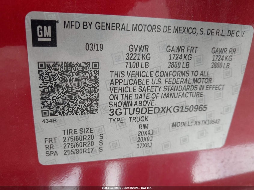 2019 GMC SIERRA 1500 SLT - 3GTU9DEDXKG150965