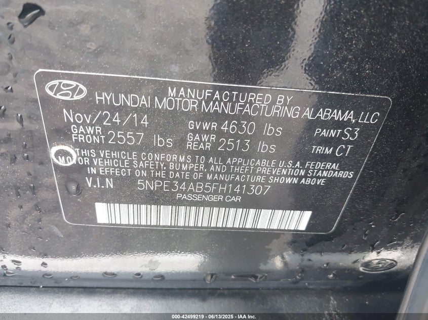 2015 HYUNDAI SONATA LIMITED 2.0T - 5NPE34AB5FH141307