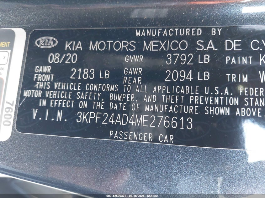 2021 KIA FORTE FE - 3KPF24AD4ME276613
