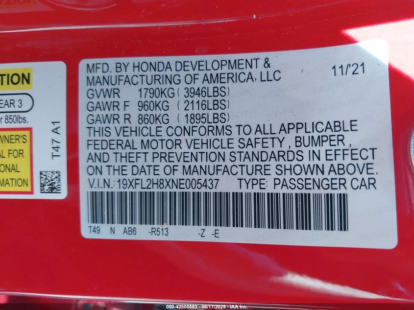 2022 HONDA CIVIC SPORT - 19XFL2H8XNE005437