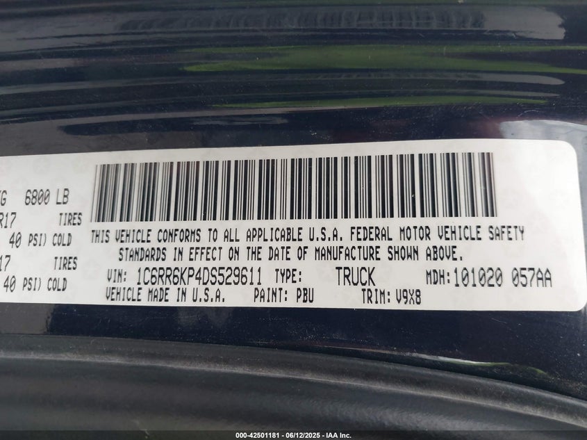 2013 RAM 1500 - 1C6RR6KP4DS529611