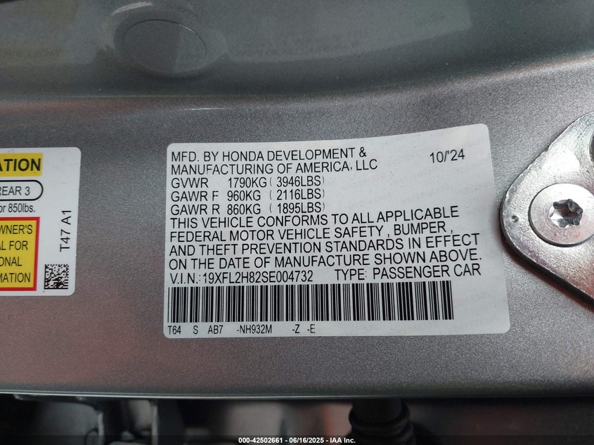 2025 HONDA CIVIC SPORT - 19XFL2H82SE004732