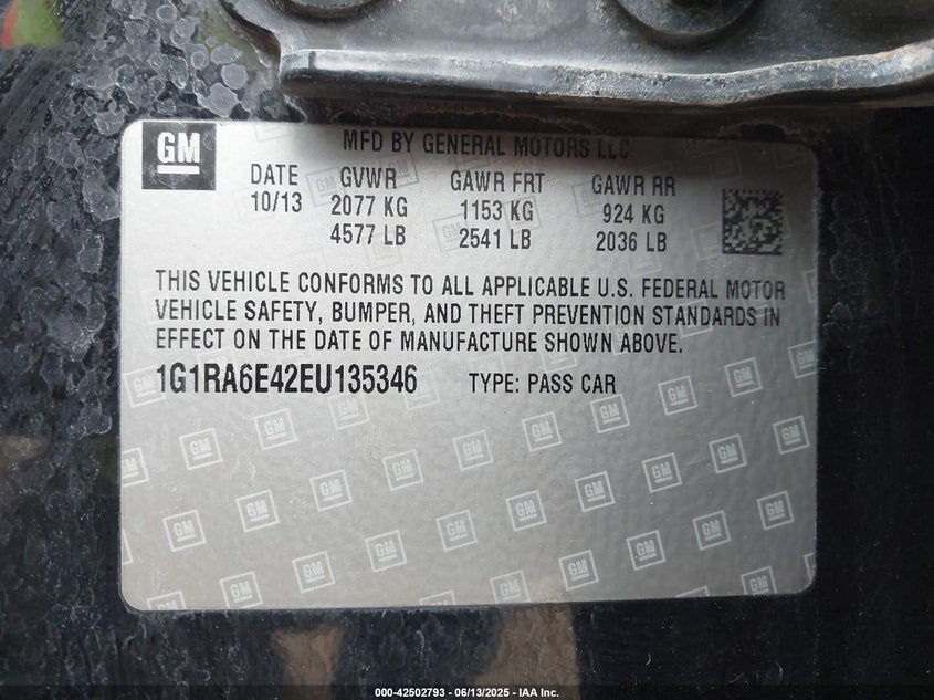 2014 CHEVROLET VOLT - 1G1RA6E42EU135346