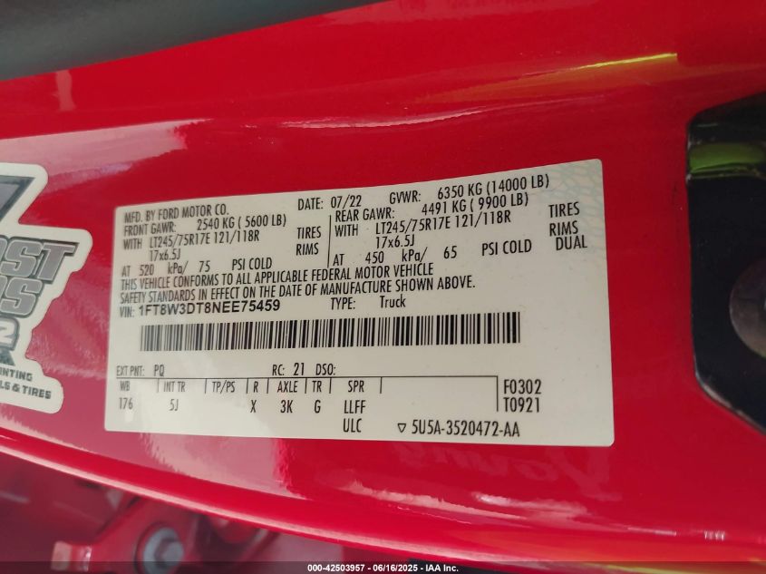 2022 Ford F-350 - 1FT8W3DT8NEE75459