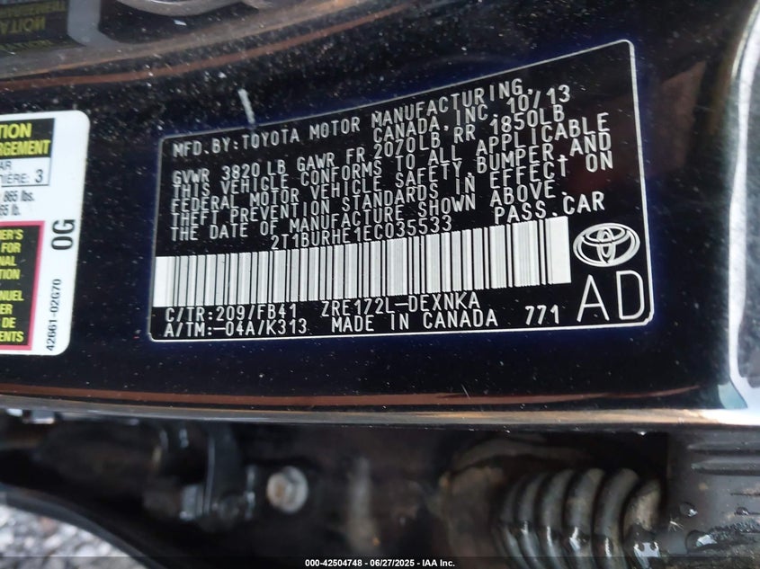 2014 TOYOTA COROLLA LE - 2T1BURHE1EC035533