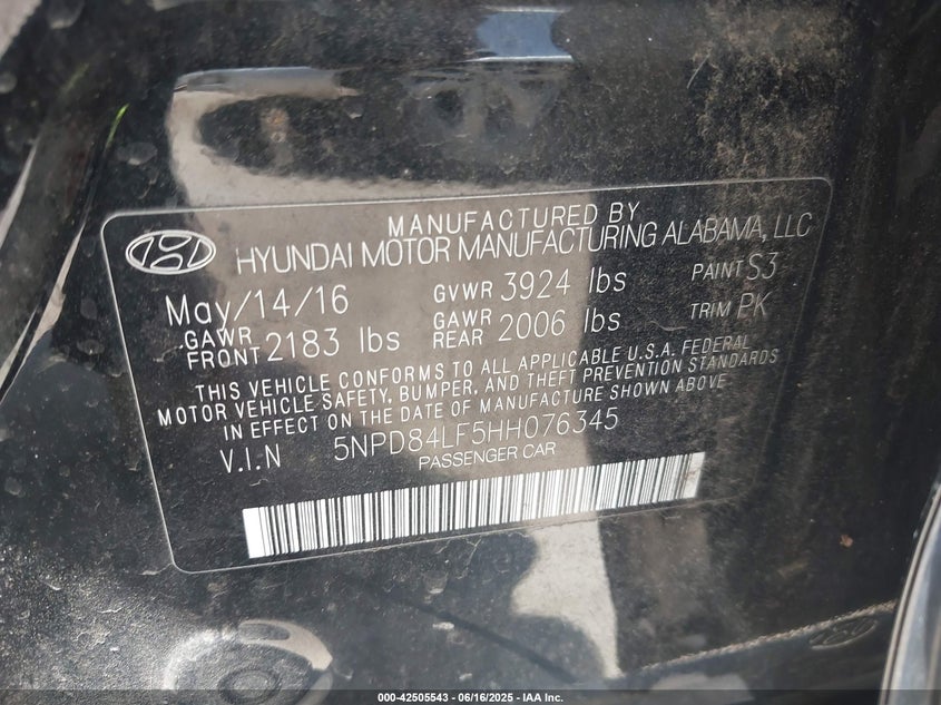 2017 HYUNDAI ELANTRA SE - 5NPD84LF5HH076345