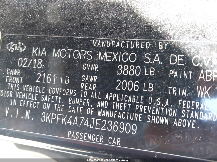 2018 KIA FORTE LX - 3KPFK4A74JE236909